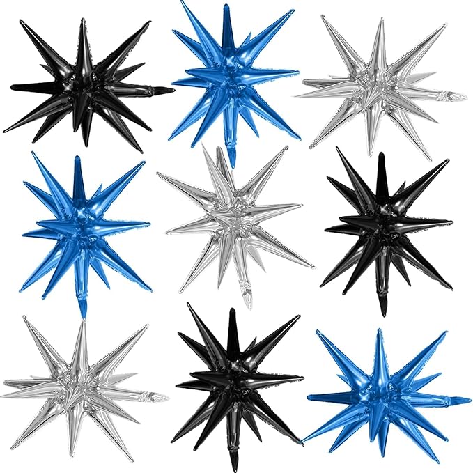 Black Blue Silver Star Balloons by Adorely
