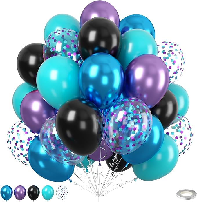 Black Purple Blue Balloons by Paready