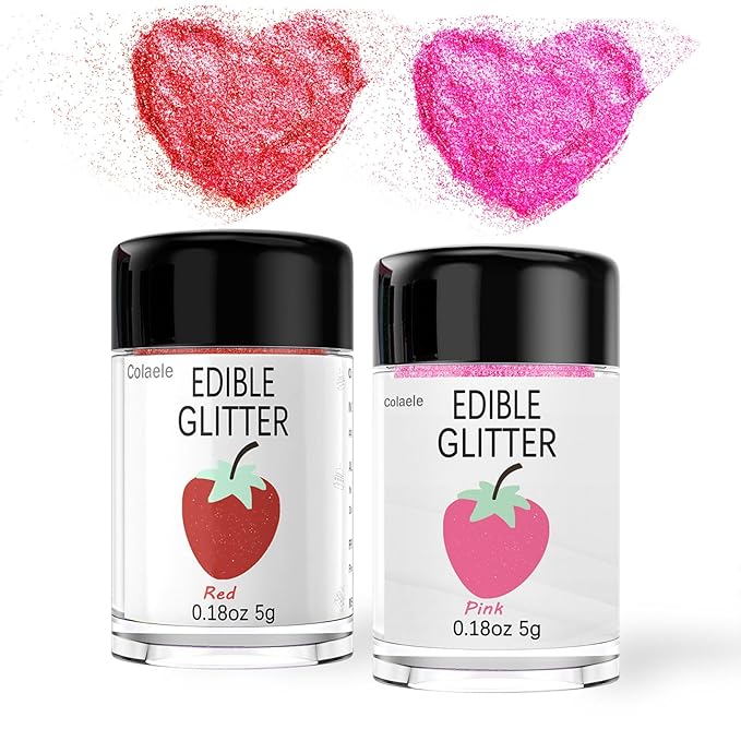 Red Pink Edible Glitter Glimmer Powder - Image 7