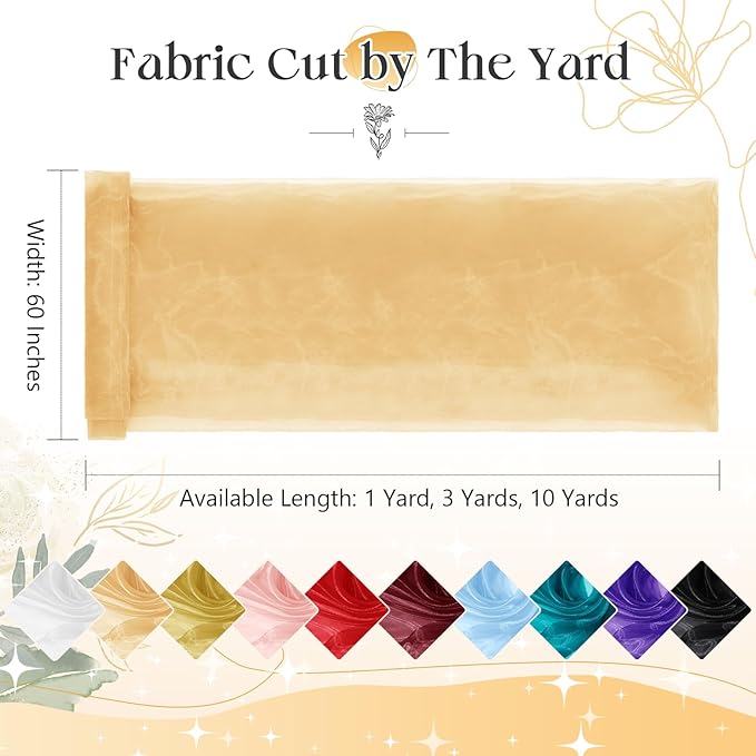 P Pothuiny Sheer Organza Fabric by The Yard, 1 Yard x 60 Inch Wide Bridal - Image 3