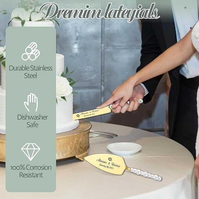 HJX Personalized Wedding Cake Knife and Server Set - Image 5