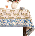 patdrea Designer Linen Long Rectangular Table Cloth, Vintage Leopard Animal by Welcometopatdrea