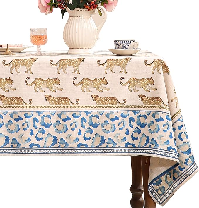 patdrea Designer Leopard Animal Linen Small Table Cloth by Welcometopatdrea