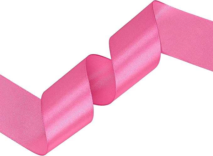 Hot Pink Satin Ribbon 1-1/2 inch X Continuous 100 Yards, Single Face Polyester - Image 2