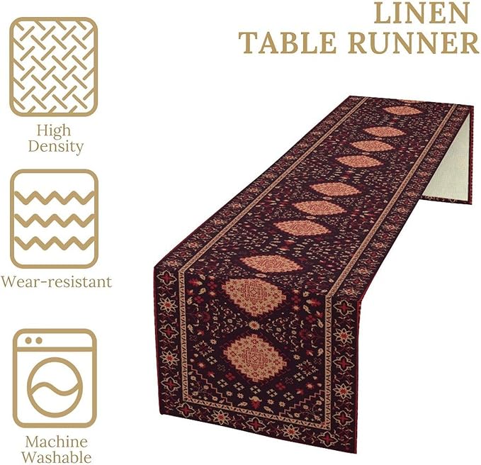 Vintage Boho Aztec Table Runner, Rustic Farmhouse Magical Kitchen Dining Home - Image 5