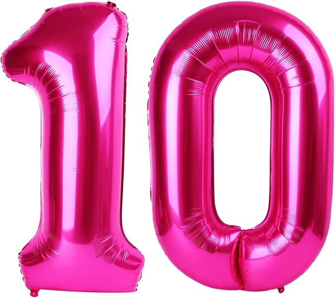40 Inch Hot Pink 10 Number Balloon by Upgesy