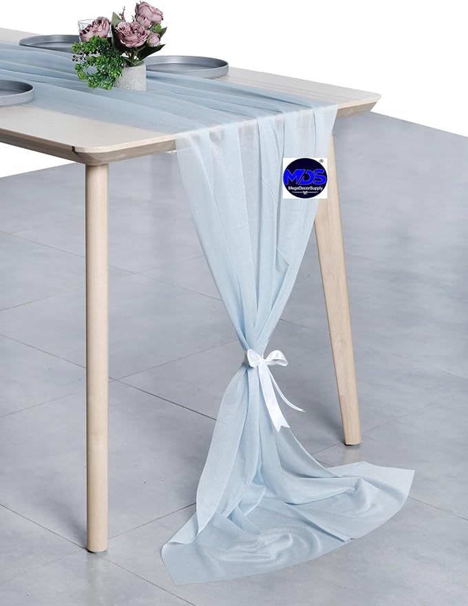 MDS 25 Pack 10ft Chiffon Table Runner 29 x 120 Inches Sheer Wedding Runner - Image 3