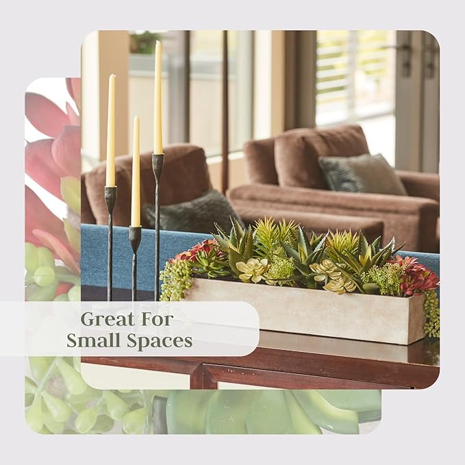 Oblong Faux Succulent Arrangement, Display on Any Surface in Your Home Adding - Image 4