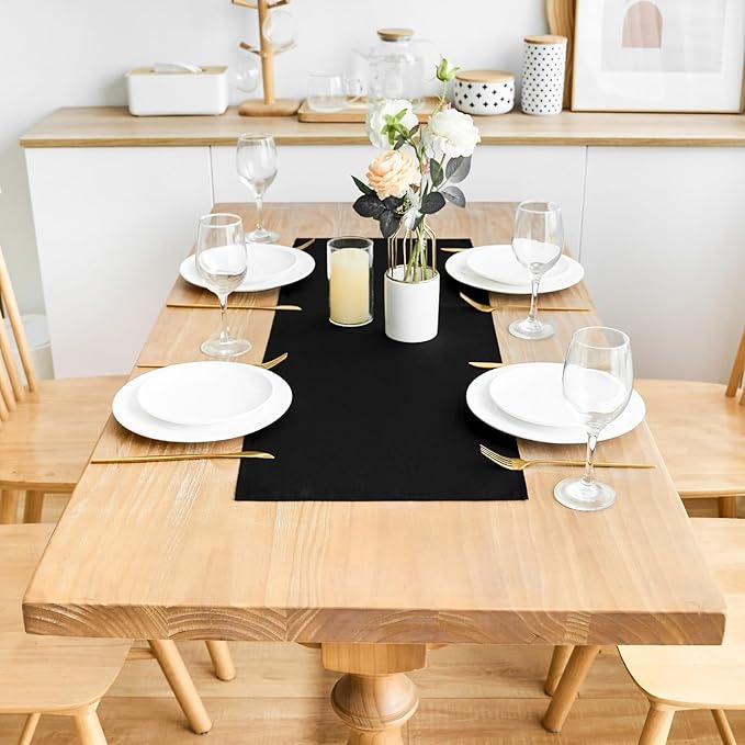2 Pack Black Small Short Table Runner 12 x 36 Inch Solid Color Runners Coffee - Image 3