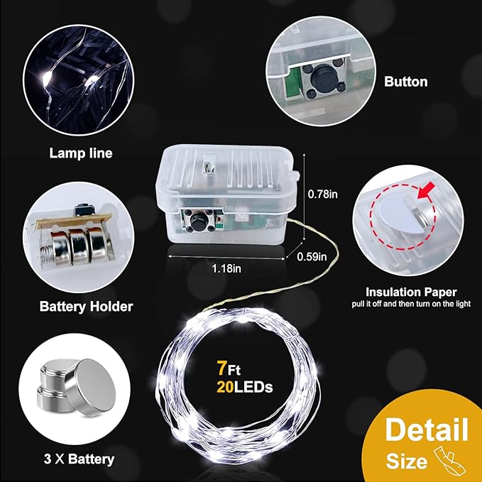 pozzolanas 24 Pack White Battery Operated String Lights - 7ft Waterproof Fairy - Image 4