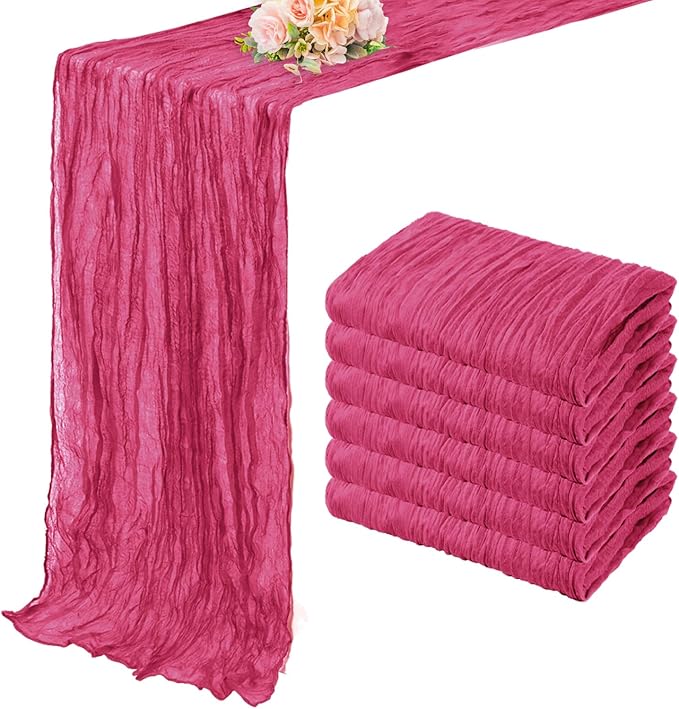 Hot Pink 6 Pack Cheesecloth Table Runner 10FT Boho Fabric Rustic Cheese Cloth by FoliafeelHome