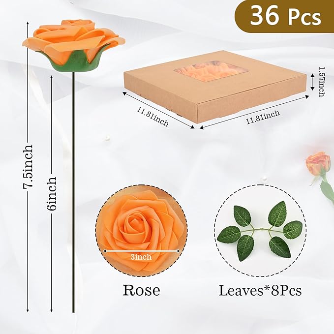 BLEUM CADE 36Pcs Artificial Flowers Fake Roses - Image 3