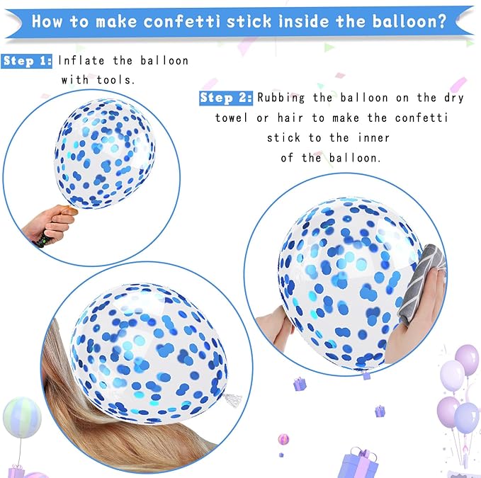 Paready Blue Balloons Set, Baby Blue Confetti Party Balloon - Image 8