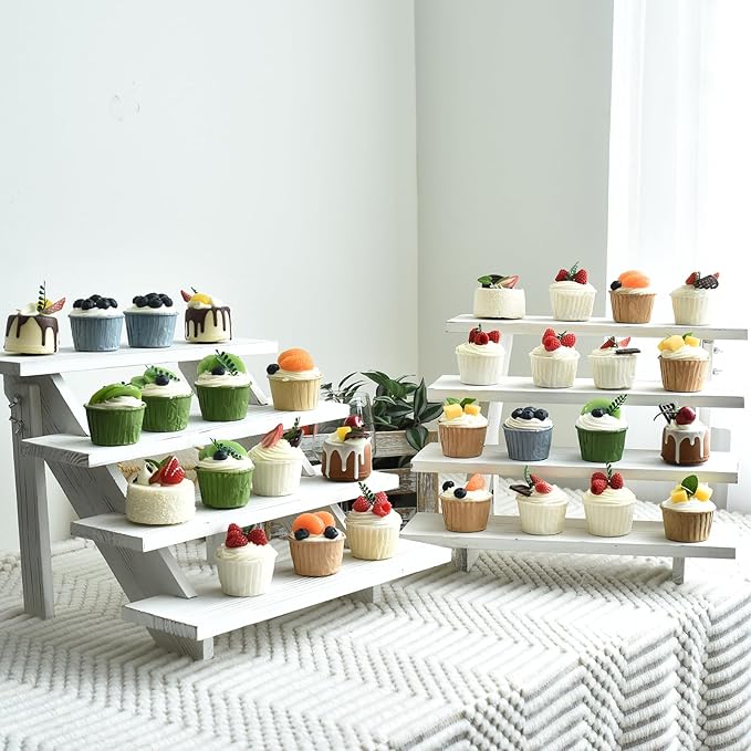 Swallowliving 2pcs Wooden Rustic Cupcake Stand - Image 3