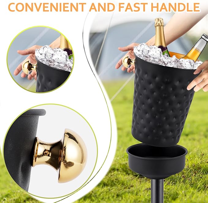 Champagne Ice Bucket with Stand, Stainless Steel Wine Chiller Bucket Stand - Image 6