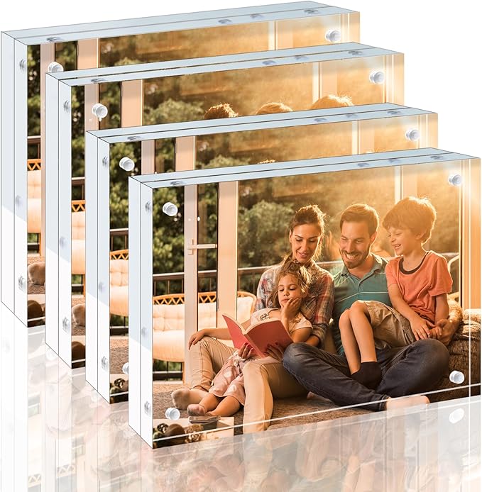Egofine Acrylic Frames 4 Pack, 4x6 and 5x7 Combinations, 20mm Thicker Frameless by Egofine