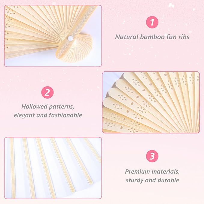 DomeStar 15 Pcs White Paper Fans Handheld – 8.3 Inch Foldable Hand Fan - Image 3