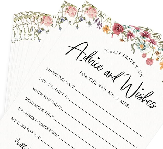 Printed Party Wedding Advice Cards – Wildflower Theme, Bridal Shower Games and - Image 6
