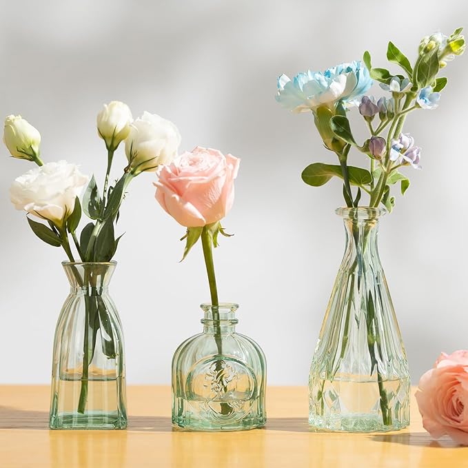Vintage Small Glass Vases Set of 10, Mini Bud Vases - Image 3
