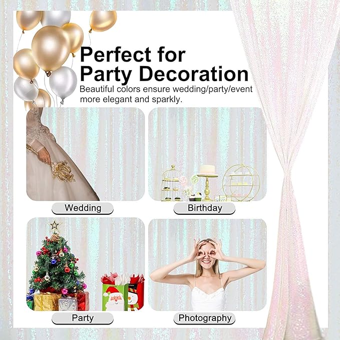 Iridescent Sequin Backdrop Curtain 10FTx10FT 1 Panel Glitter Metallic - Image 4