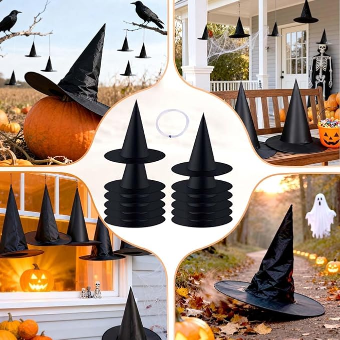 12 PCS Halloween Party Favor Costume Accessory Hanging Witch Hat - Image 6