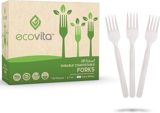 100% Compostable Forks by Ecovita