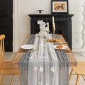 Romantic Artificial Floral Table Runner 10ft Gauze Tulle Lace Table Runner Set by Gzcvba