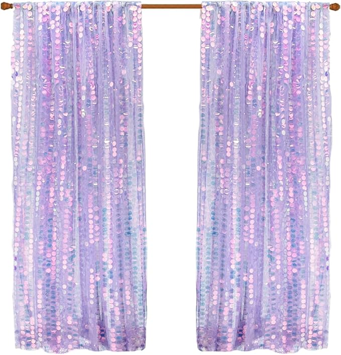 9X9FT Sequin Backdrop Curtains, 2 Panels Shimmer Sequin Fabric Photography - Image 2