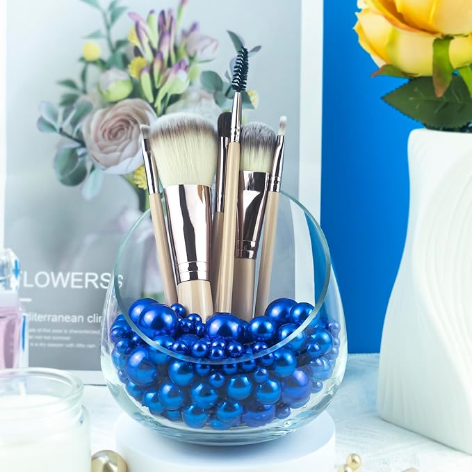 150Pcs Dark Blue Polished No Hole Faux Pearl Beads - Image 3