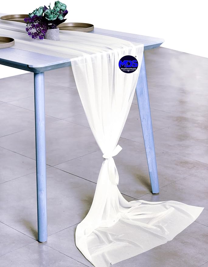 MDS 15 Pack 10ft Chiffon Table Runner 29 x 120 Inches Sheer Wedding Runner - Image 3