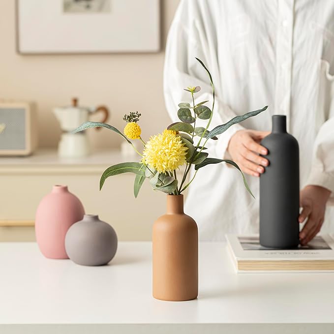 Modern Ceramic Vase Set, Neutral Colors, Decorative Vases - Image 3