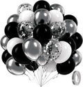 60pcs Black and Silver Balloons 12inch by Awenztech