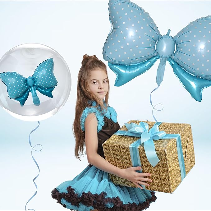 36 Inches Bow Foil Balloon Huge Bowtie Blue Balloon - Image 4