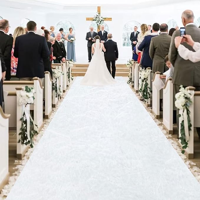 MODFUNS White Aisle Runner Wedding Carpet Runner 4x30FT Velvet Fabric Aisle - Image 5