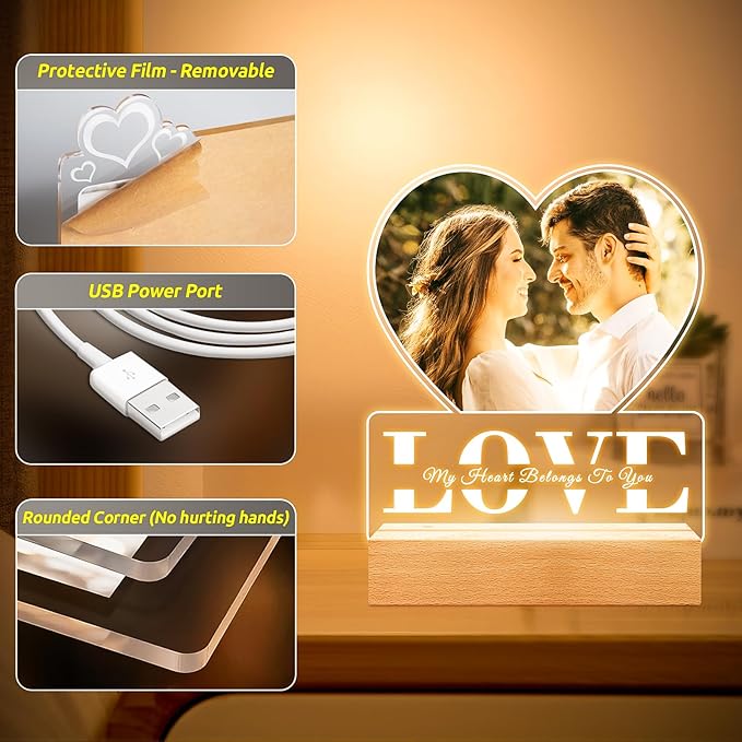 Custom Picture Frames with Photo, Personalized Photo Frame with Night Light - Image 5