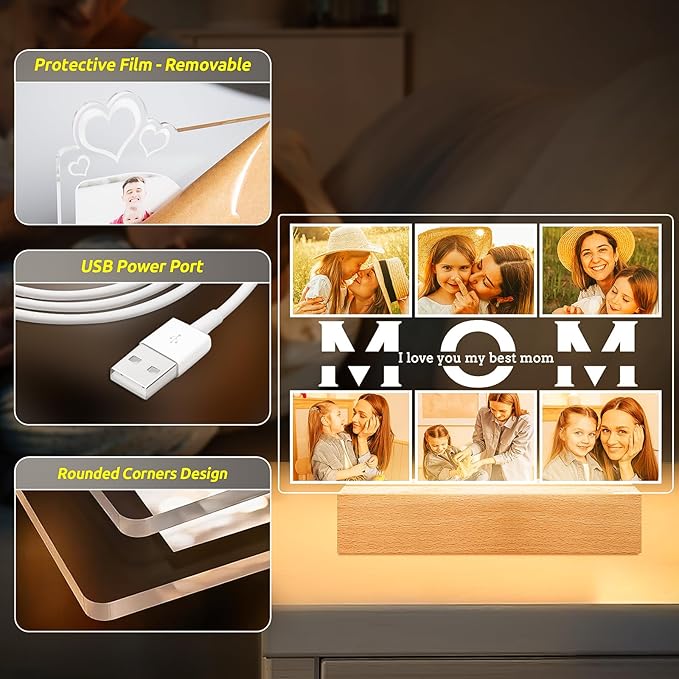 Personalized Birthday Gifts for Mom from Daughter Son, Custom Collage Picture - Image 5