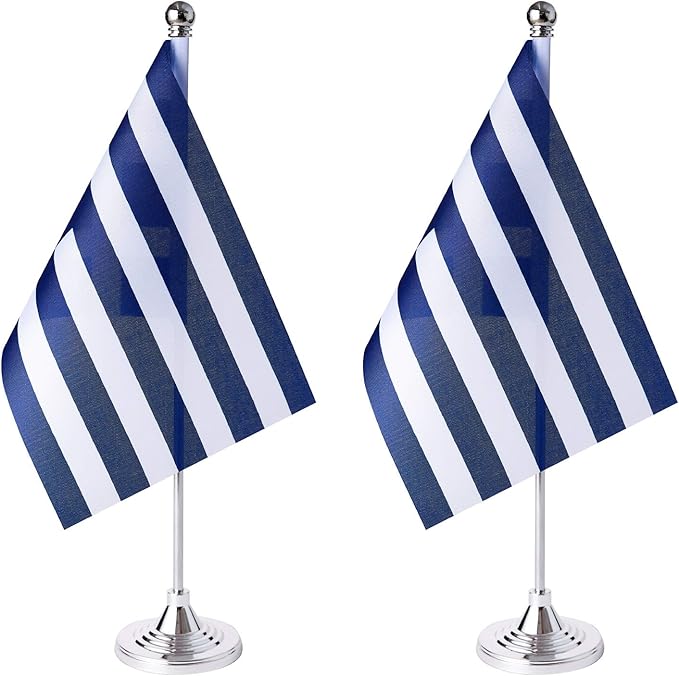 ZXvZYT 2 Pack Greece flag Greek Table Flag Small Mini Greek Desk Flags by ZXvZYT