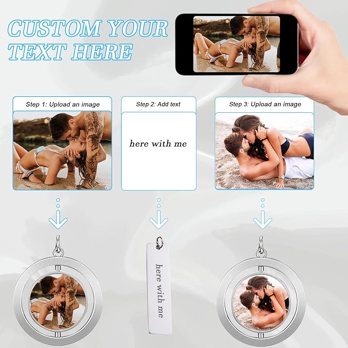 Custom Keychain with Picture Double-sided Personalized Photo Text Keychain - Image 2