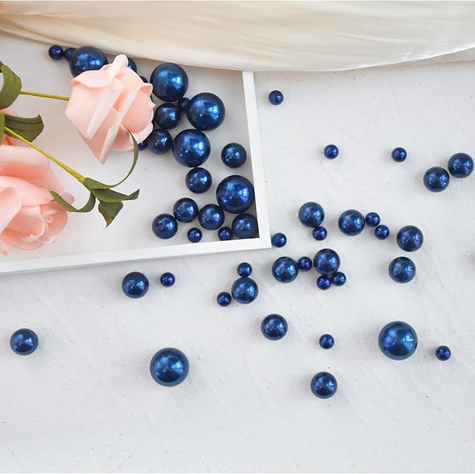 260Pcs Navy Blue Glossy Beads for Centerpiece Decor, Artifical Pearls Vase - Image 5