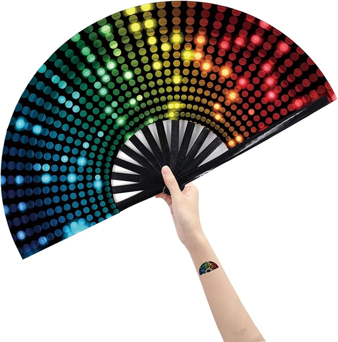 Amajiji Large Folding Hand Rave Fan Popping Fan by Amajiji