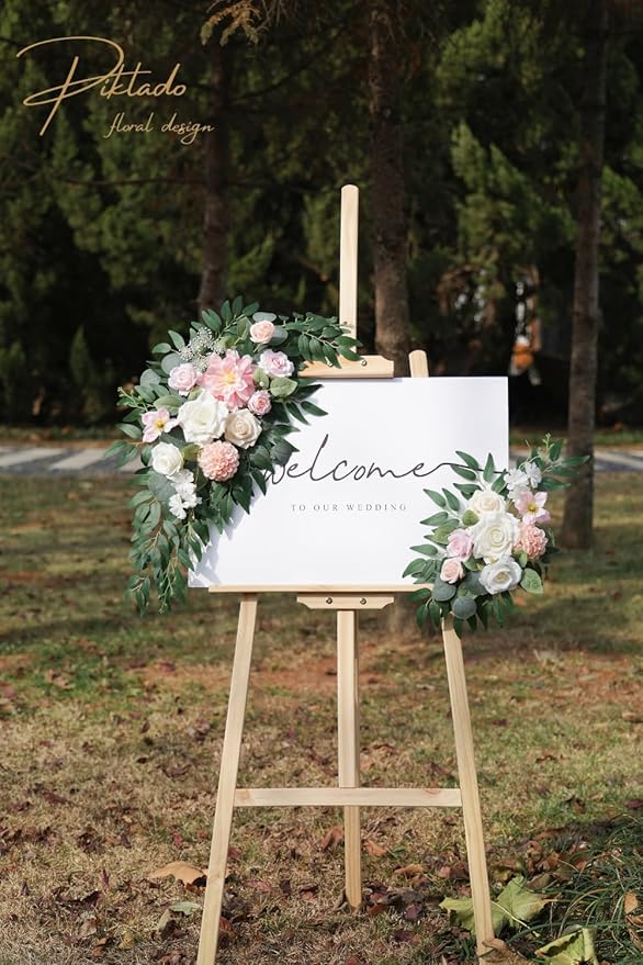 Faux Flower Swag Set of 2 for Wedding Welcome Signs Floral Swag Wedding - Image 3