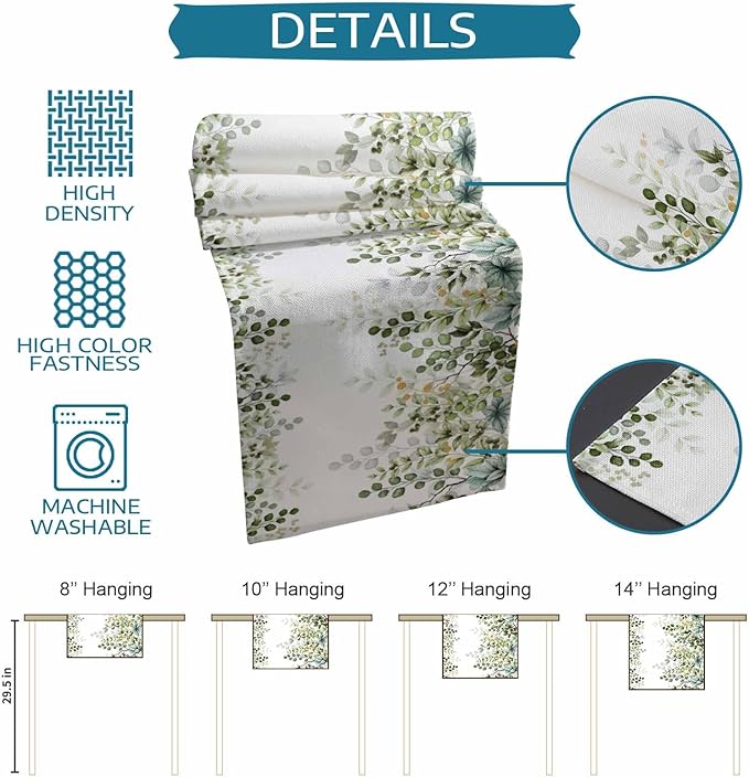 Sage Green Eucalyptus Cotton Linen Table Runner - Image 6