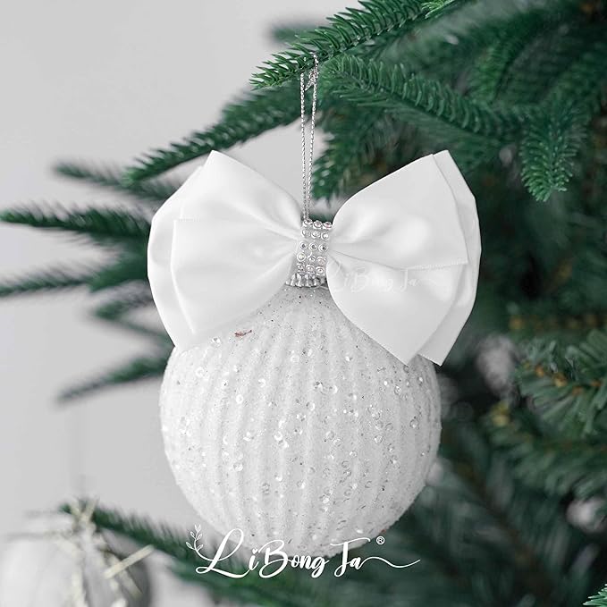 White Satin Bows 4'' Premade White Ribbon Bows, Gift Bows - Image 7