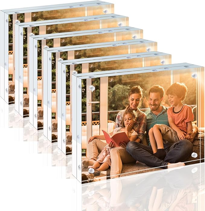 Egofine 5x7 Acrylic Frames 6 Pack, 20mm Thicker Frameless Clear Picture Frames by Egofine