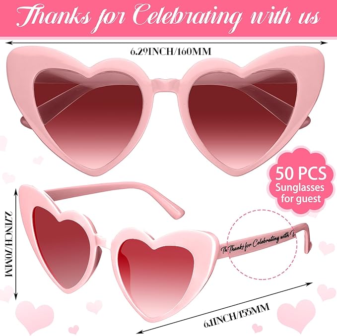 Vabean Wedding Heart Sunglasses Bulk Wedding Gifts Bachelorette Bridal Party - Image 6