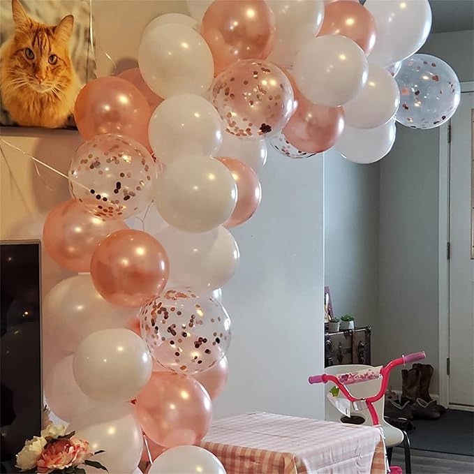 Rose Gold & White Balloons - Image 7