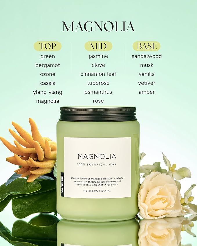 M&SENSE Magnolia Jasmine Romantic Scented Candle, 19.4oz 110 Hours Long Lasting - Image 2