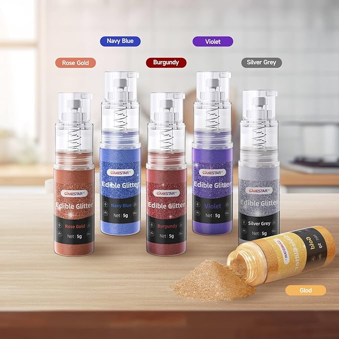Edible Glitter Spray, Edible Luster Dust, 6 Colors, Edible Glitter - Image 2