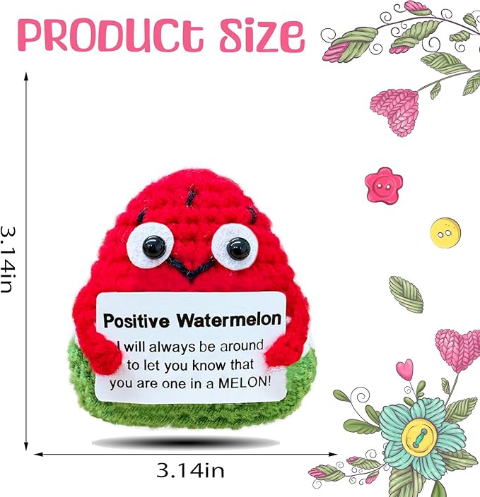 Crochet Emotional Support Watermelon-Handmade Mental Health Gifts - Image 2