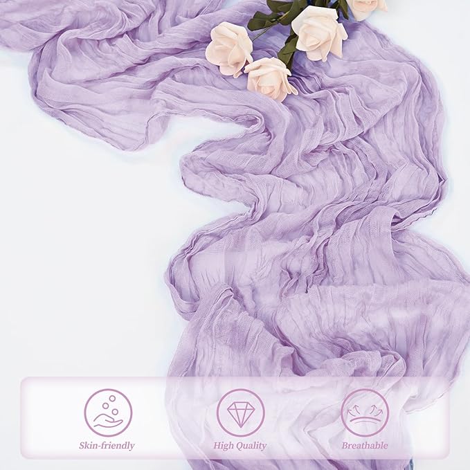 20 Pack Lilac Cheesecloth Table Runner 10FT Rustic Gauze Cheese Cloth Table - Image 5